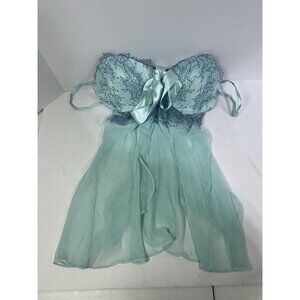 Victoria’s Secret Embroidered Lace Babydoll Nighty Teddy Lingerie Gown 34D